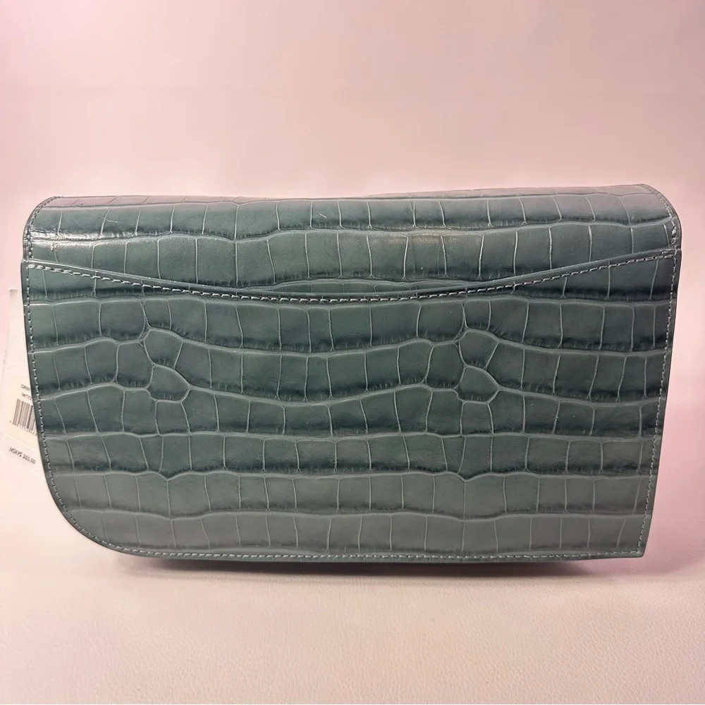 NEW JASON WU ORBIT SAGE LEAF GREEN LEATHER CROC EMBOSSED BAG AUTHENTIC - Picture 11 of 16